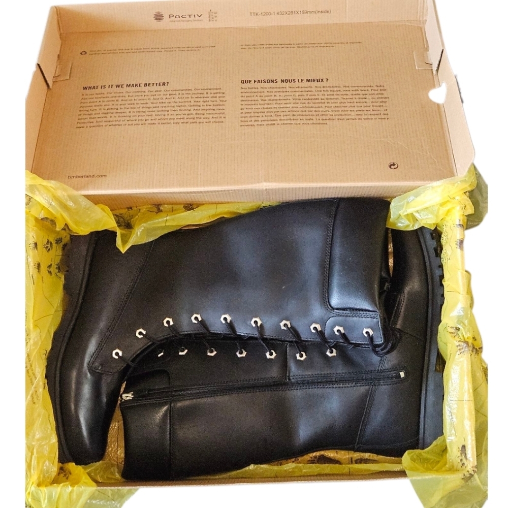 ⭐ Timberland Tall Black Lace-Up Combat Boots – Goth Moto Waterproof 9M & 7M Jr - Picture 16 of 16